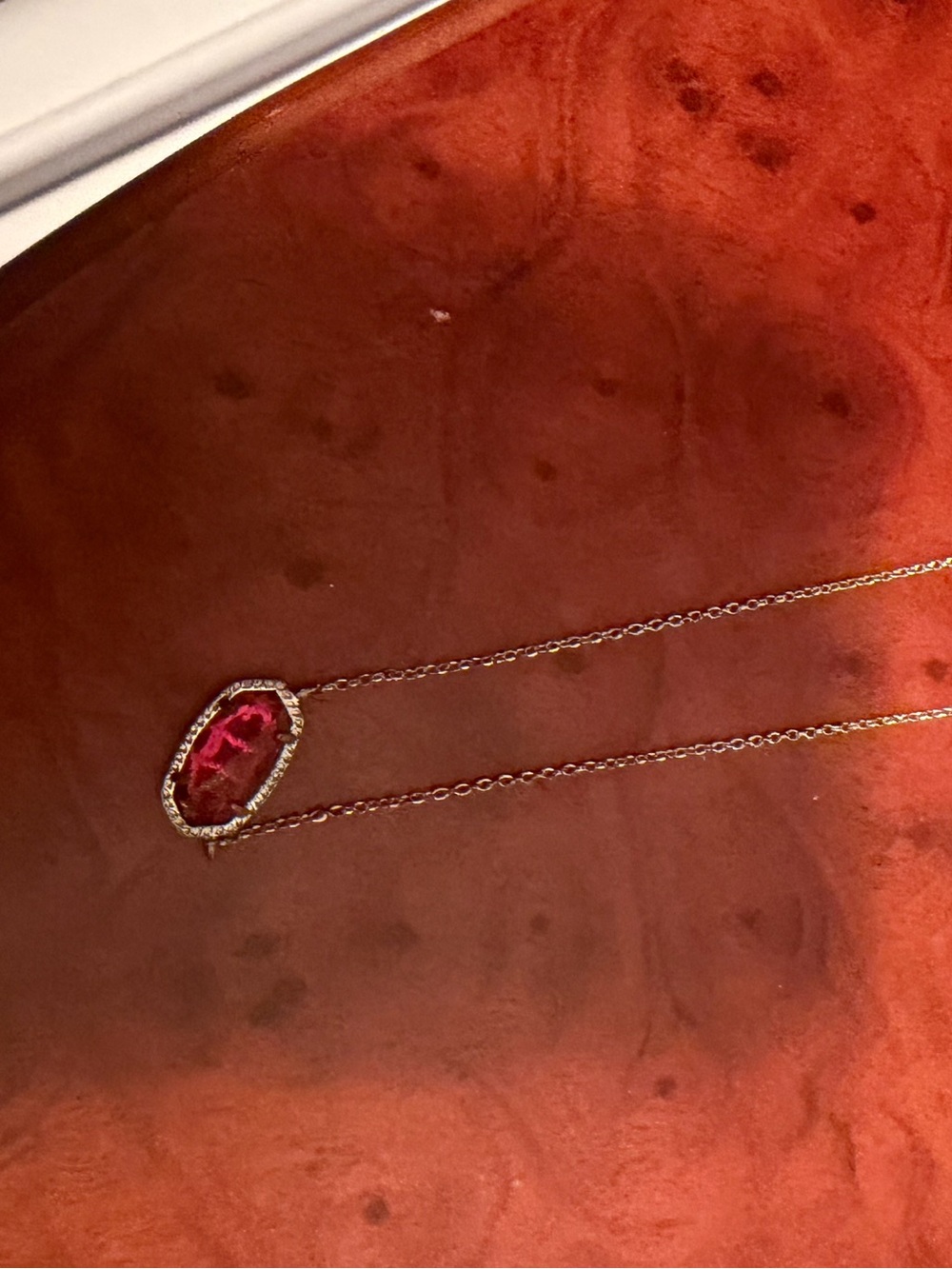 Kendra Scott Gold Necklace with Red Faceted Pendant
